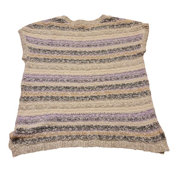 J. Jill Womens Striped Textured Short Sleeve Sweater BlousePastel Top L Sping - Picture 2 of 7